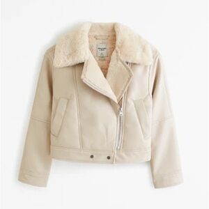 Abercrombie & Fitch Vegan Leather Shearling Biker Jacket